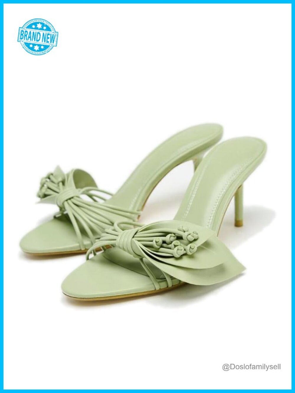 Womens Floral Slide Sandals Open Toe Stiletto Heels Faux Leather Dressy Wedding